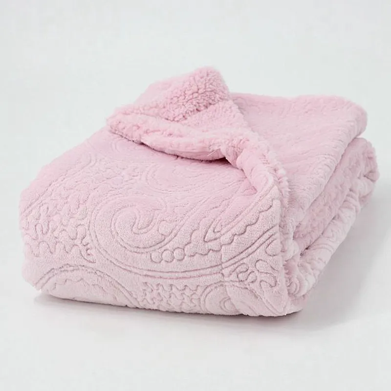 Ashlee Embossed Fleece Backed to Sherpa Decorative Baby Throw